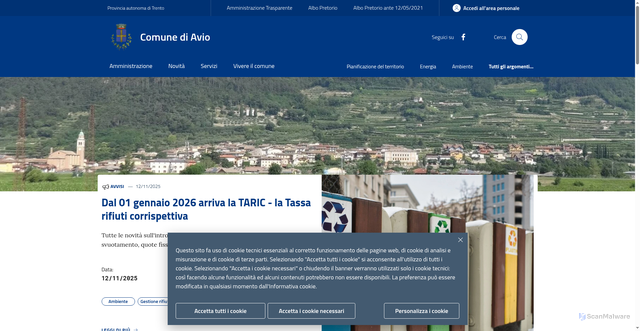 Security scan screenshot of https://www.comune.avio.tn.it/