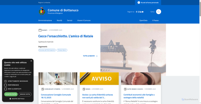 Security scan screenshot of https://www.comune.bottanuco.bg.it/