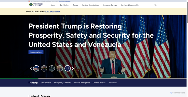 Security scan screenshot of https://www.energy.gov/