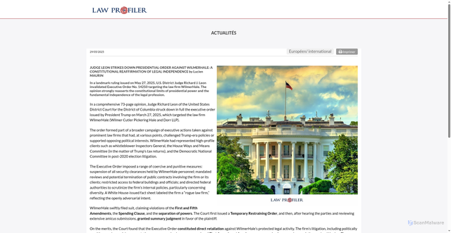 Security scan screenshot of https://www.lawprofiler.com/index.php?page=actualites&step2=detail&id=1782