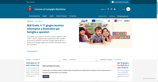 Security scan screenshot of https://www.comune.campigliamarittima.li.it
