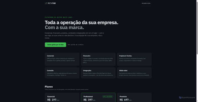 Security scan screenshot of https://metatab.io/