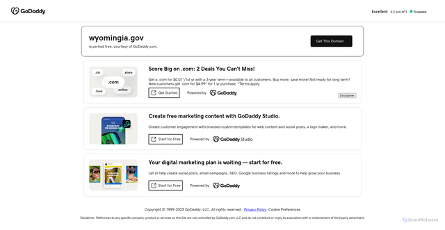 Security scan screenshot of https://wyomingia.gov/