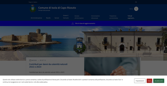 Security scan screenshot of https://comune.isoladicaporizzuto.kr.it/