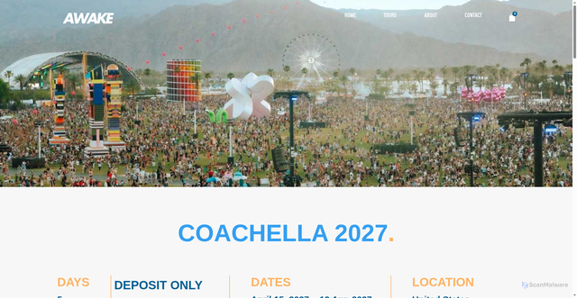 Security scan screenshot of https://www.awaketours.com/product/coachella/