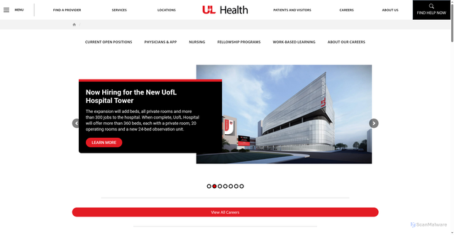 Security scan screenshot of https://uoflhealth.org/health-care-careers/