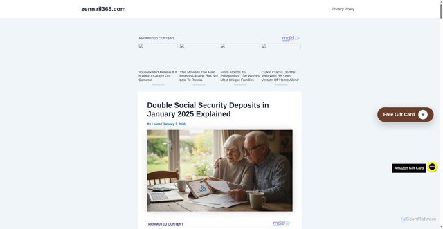 Security scan screenshot of https://zennail365.com/double-social-security-deposits-january-2025/