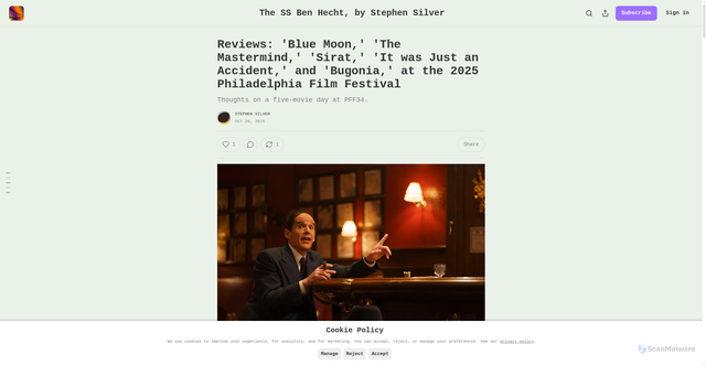 Security scan screenshot of https://stephensilver.substack.com/p/reviews-blue-moon-the-mastermind