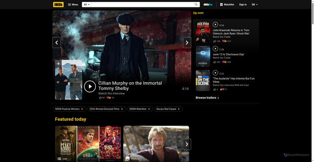 Security scan screenshot of https://m.imdb.com