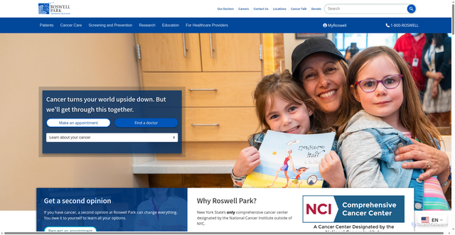 Security scan screenshot of https://www.roswellpark.org/