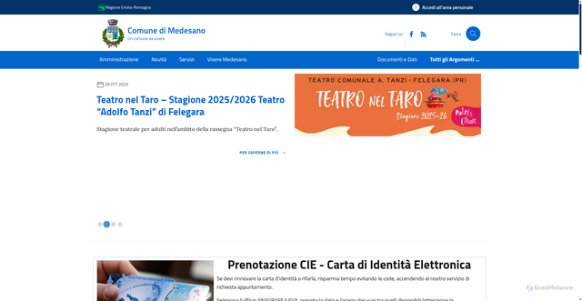 Security scan screenshot of https://www.comune.medesano.pr.it/