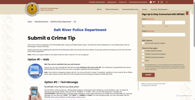 Security scan screenshot of https://srpmic-nsn.gov/government/srpd/tip/