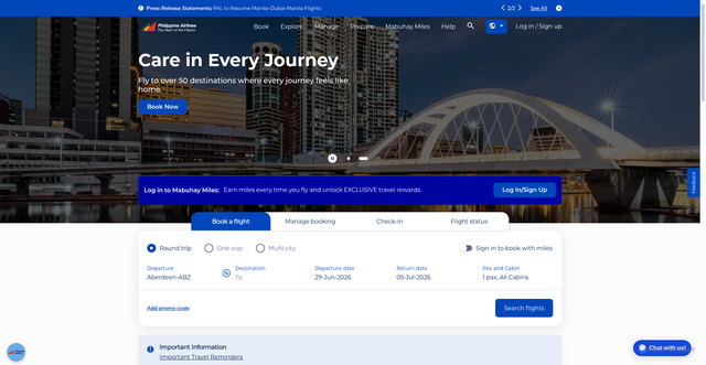 Security scan screenshot of https://www.philippineairlines.com