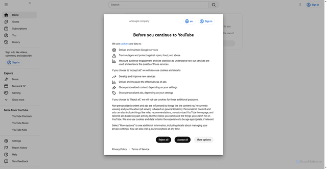 Security scan screenshot of https://youtube.com.au