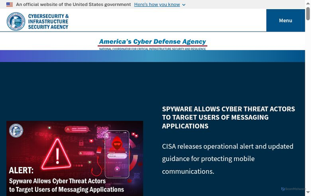 Security scan screenshot of https://cybersecurity.gov/