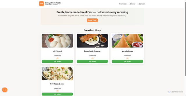 Security scan screenshot of https://sanidyahomefoods-e8e4fs4gy4.edgeone.dev/