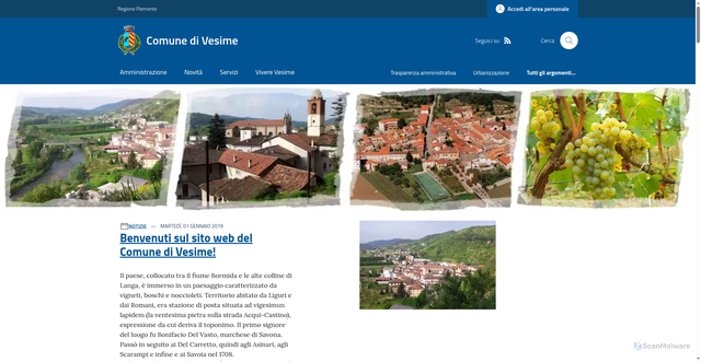 Security scan screenshot of https://www.comune.vesime.at.it/