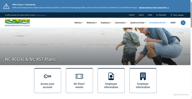 Security scan screenshot of https://www.myncretirement.gov/nc-401k-nc-457-plans