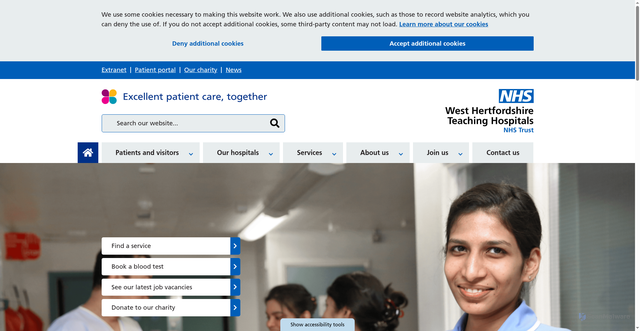 Security scan screenshot of https://www.westhertshospitals.nhs.uk/