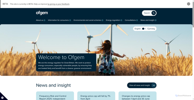 Security scan screenshot of https://ofgem.gov.uk