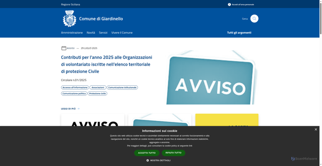 Security scan screenshot of https://www.comune.giardinello.pa.it/it