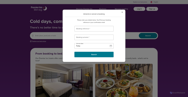 Security scan screenshot of https://premierinn.com