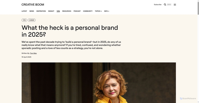 Security scan screenshot of https://www.creativeboom.com/tips/what-the-heck-is-a-personal-brand-in-2025/