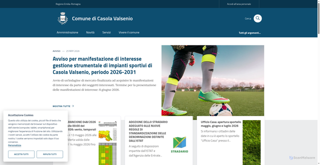 Security scan screenshot of https://www.comune.casolavalsenio.ra.it