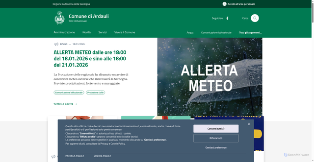 Security scan screenshot of https://comune.ardauli.or.it/