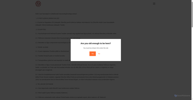 Security scan screenshot of https://ouk.ee/sale-and-return-policy/