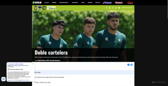 Security scan screenshot of https://www.oncediario.com/notas/63215-seleccion-mexicana-sub-20-en-el-premundial-de-concacaf-partido-de-mexico-contra-guatemala-en-el-estadio-cuauhtemoc-victorias-previas-ante-antigua-y-barbuda-y-costa-rica-cerrar-la-fase-de-grupos-con-nueve-puntos-avanzar-como-lider-del-grupo