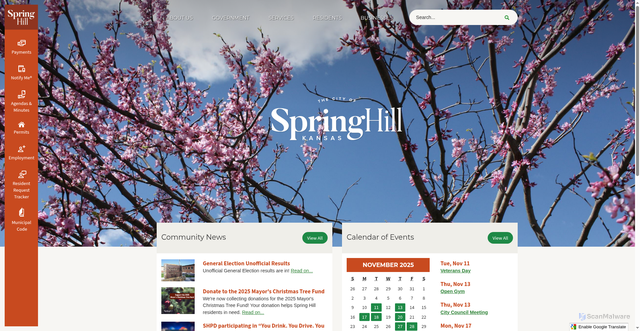 Security scan screenshot of https://springhillks.gov/