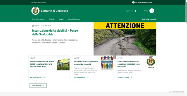Security scan screenshot of https://www.comune.ventasso.re.it