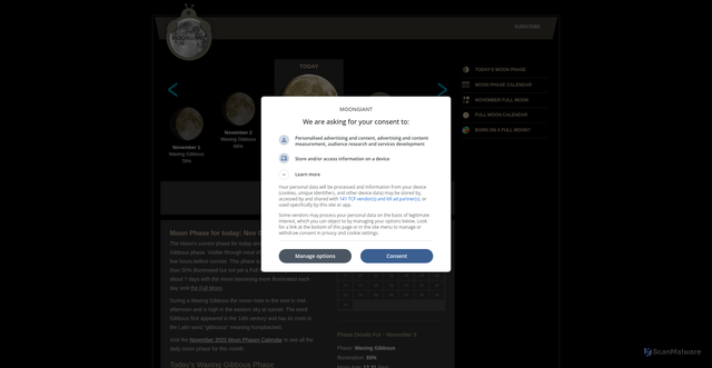 Security scan screenshot of https://www.moongiant.com/phase/today/