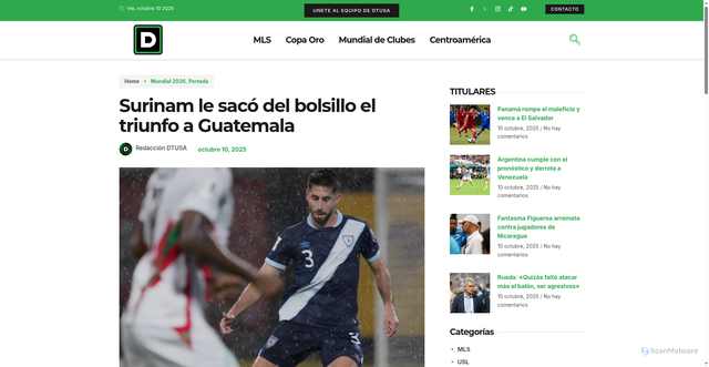 Security scan screenshot of https://deportetotalusa.com/surinam-le-saco-del-bolsillo-el-triunfo-a-guatemala/