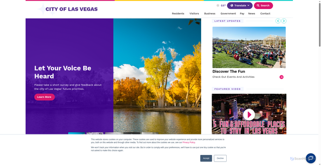 Security scan screenshot of https://www.lasvegasnevada.gov/
