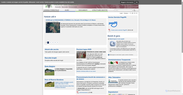 Security scan screenshot of https://www.aziendaforestale.tn.it/
