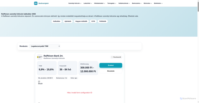 Security scan screenshot of https://new2.banknavigator.hu/raiffeisen-szemelyi-kolcson