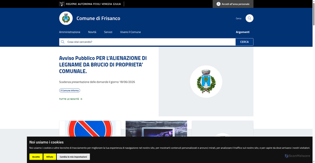 Security scan screenshot of https://www.comune.frisanco.pn.it