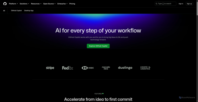 Security scan screenshot of http://github.lmfuture.workers.dev/features/ai