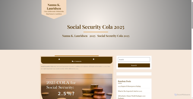 Security scan screenshot of https://nannalauridsenk.pages.dev/nigph-2025-social-security-cola-2025-figgl/