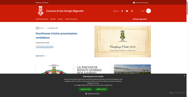 Security scan screenshot of https://www.comune.sangiorgiobigarello.mn.it/it