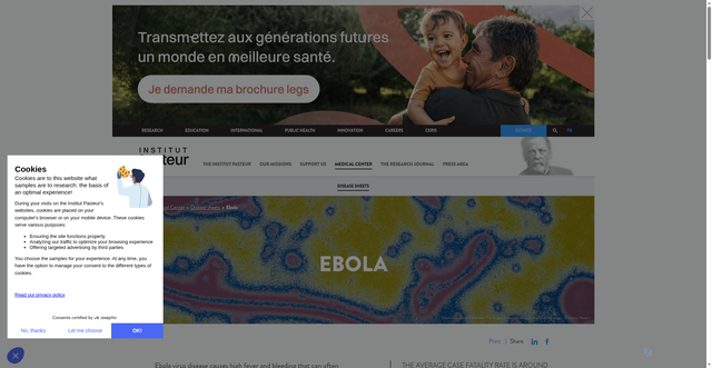 Security scan screenshot of https://www.pasteur.fr/en/medical-center/disease-sheets/ebola
