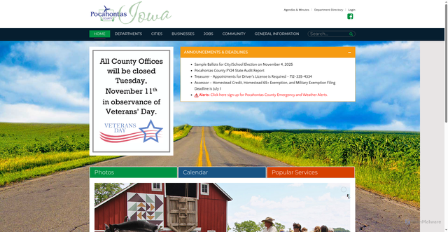 Security scan screenshot of https://pocahontascounty.iowa.gov/