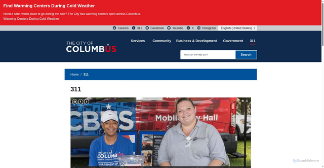 Security scan screenshot of https://www.columbus.gov/311-Customer-Service-Center