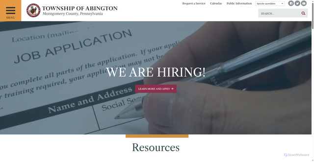 Security scan screenshot of https://www.abingtonpa.gov/