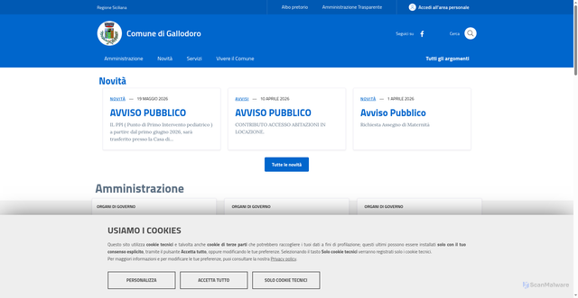 Security scan screenshot of https://www.comune.gallodoro.me.it