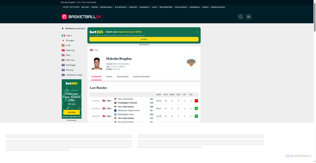 Security scan screenshot of https://www.basketball24.com/player/brogdon-malcolm/CYNP2kTA/