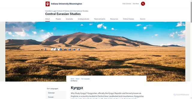 Security scan screenshot of https://ceus.indiana.edu/about/languages/kyrgyz.html