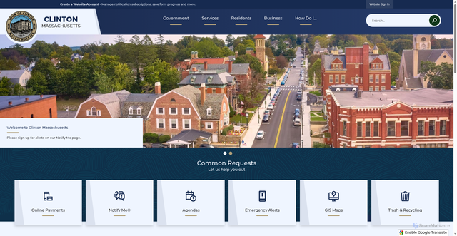Security scan screenshot of https://clintonma.gov/